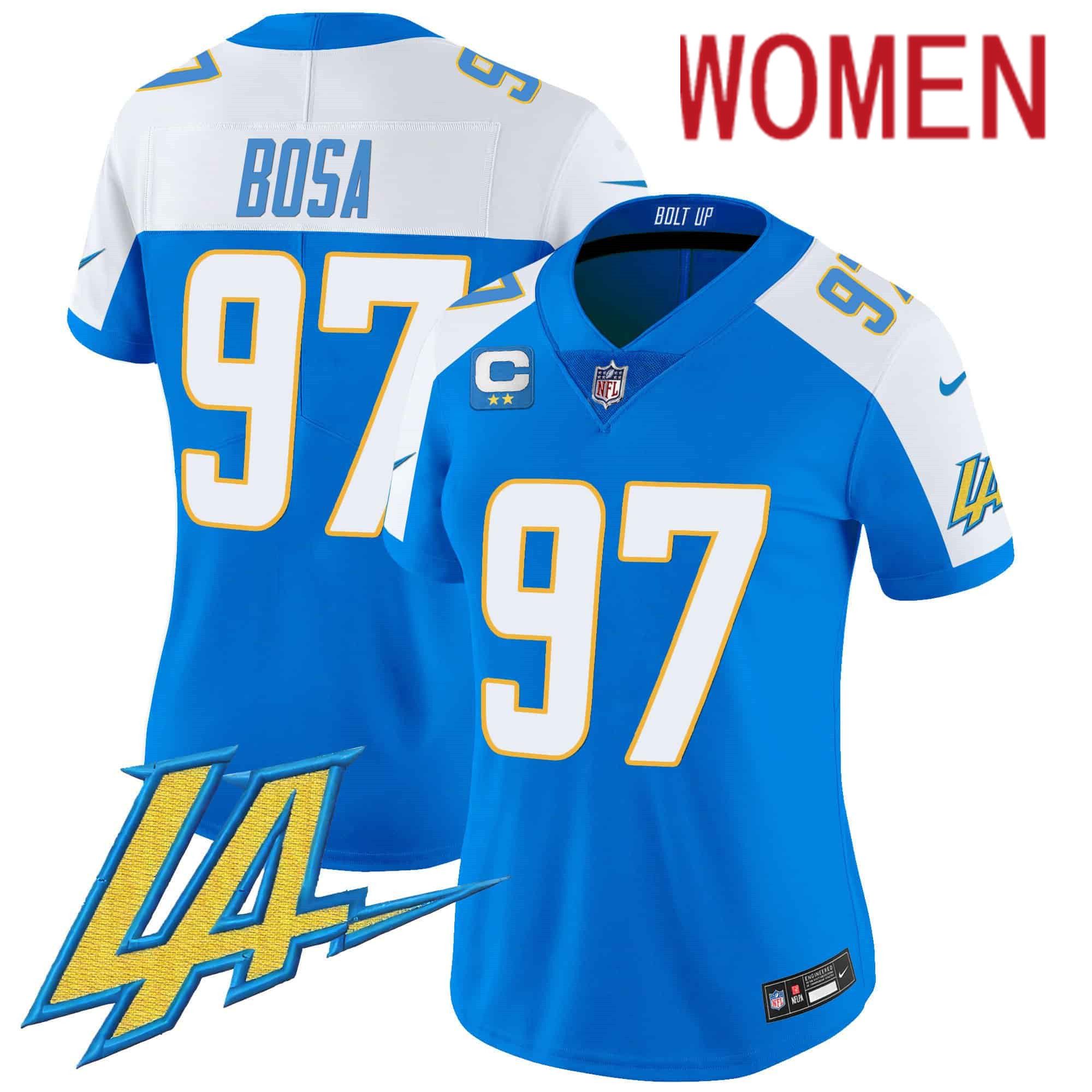 Women Los Angeles Chargers #97 Bosa Light Blue 2024 Nike Vapor Limited NFL Jersey